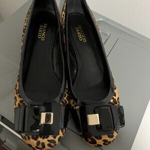 Franco Sarto Black Patent Leather with calfskin inserts